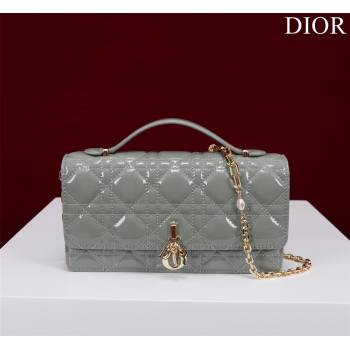 Dior My Dior Mini Bag in Grey Patent Cannage Calfskin 0980 2024 (DMZ-24050716)
