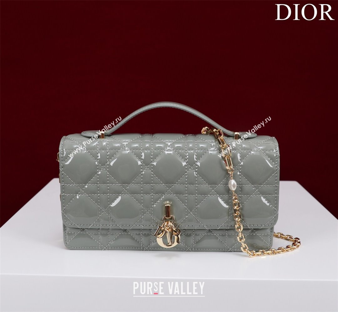 Dior My Dior Mini Bag in Grey Patent Cannage Calfskin 0980 2024 (DMZ-24050716)