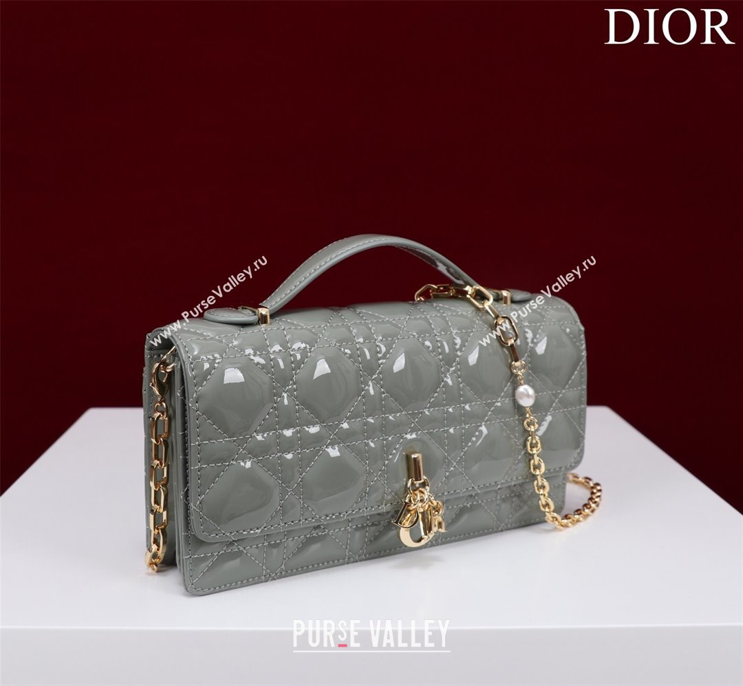 Dior My Dior Mini Bag in Grey Patent Cannage Calfskin 0980 2024 (DMZ-24050716)