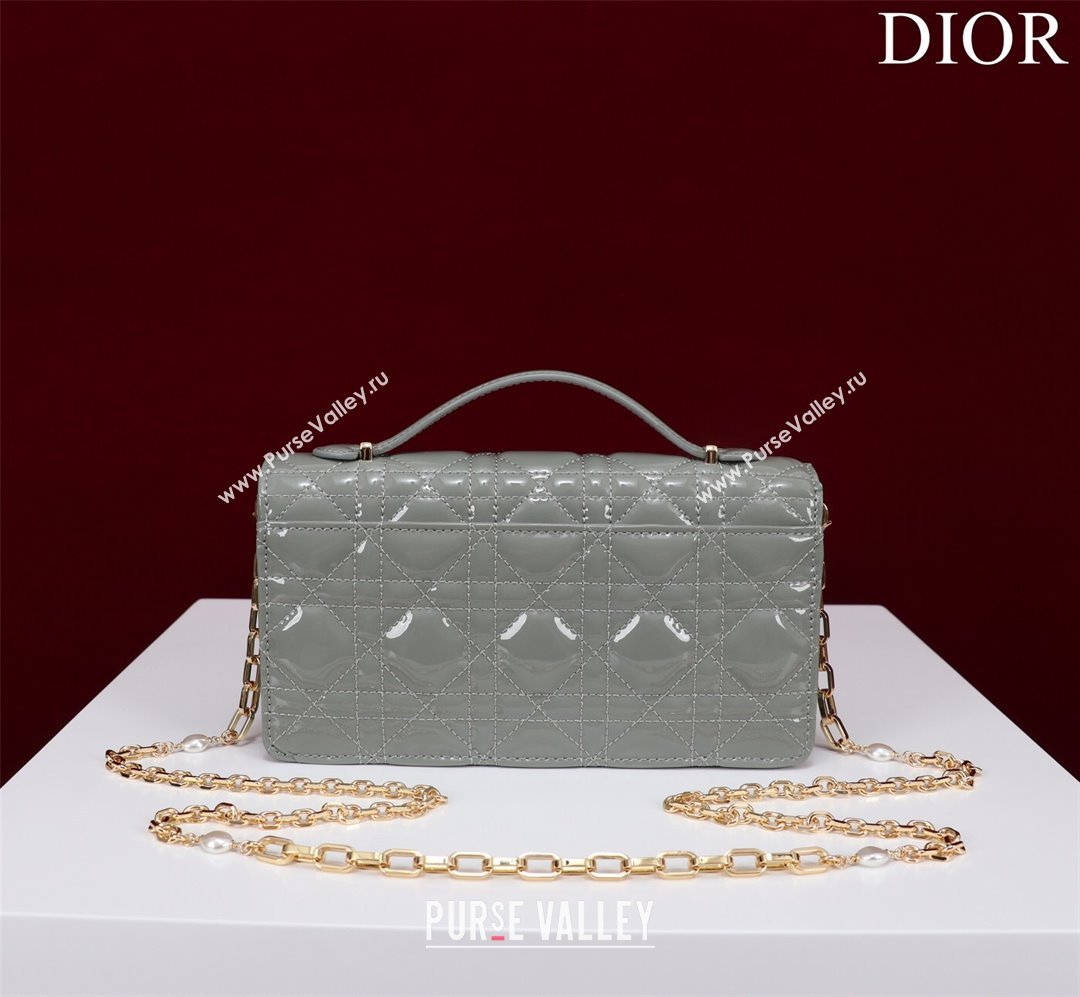 Dior My Dior Mini Bag in Grey Patent Cannage Calfskin 0980 2024 (DMZ-24050716)