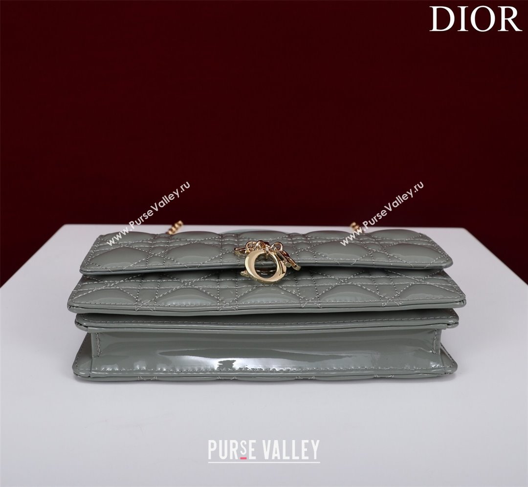 Dior My Dior Mini Bag in Grey Patent Cannage Calfskin 0980 2024 (DMZ-24050716)