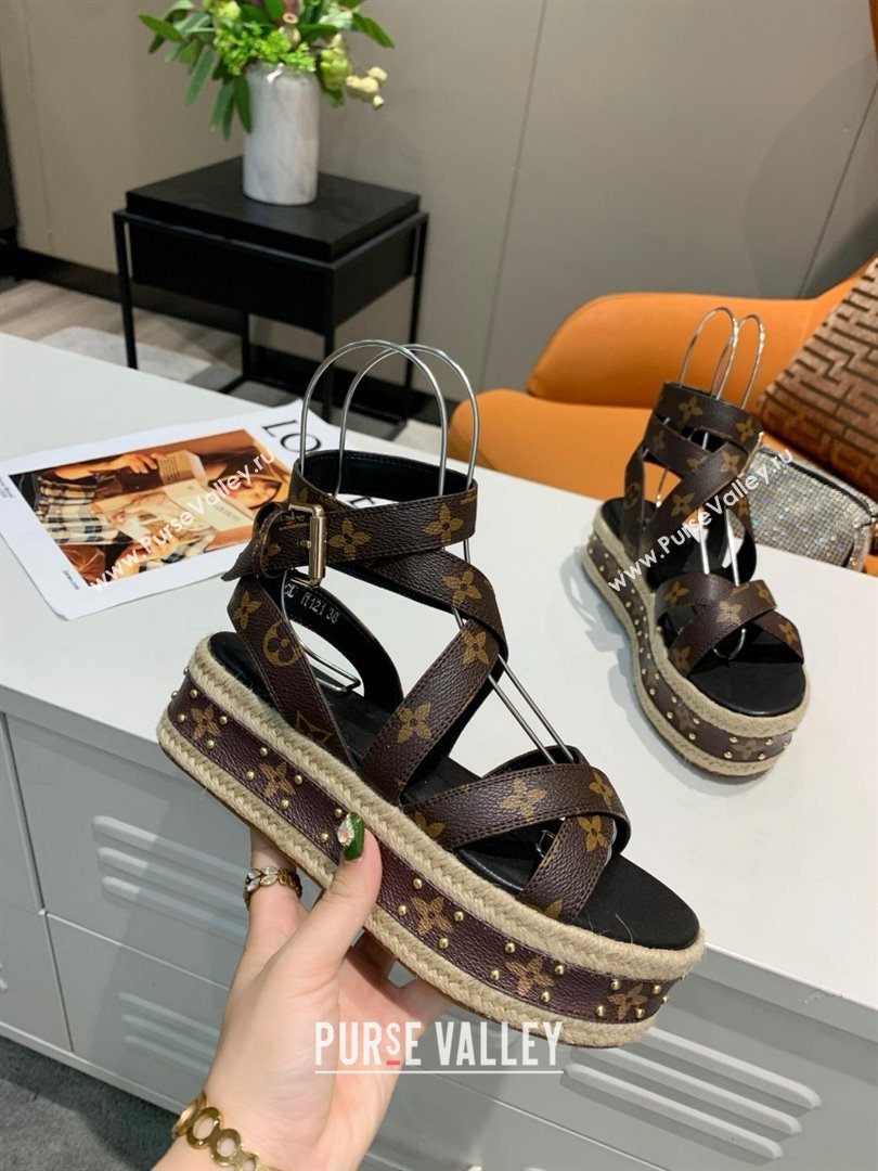 Louis Vuitton Platform Sandals in in Monogram Canvas Brown 2025 (SS-25022003)