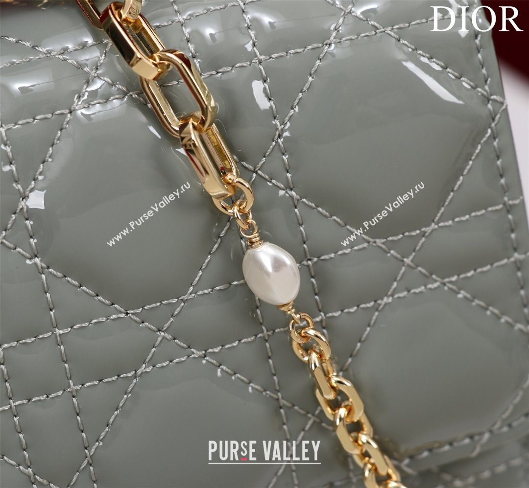 Dior My Dior Mini Bag in Grey Patent Cannage Calfskin 0980 2024 (DMZ-24050716)