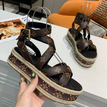 Louis Vuitton Platform Sandals in in Monogram Canvas Brown 2025 (SS-25022003)