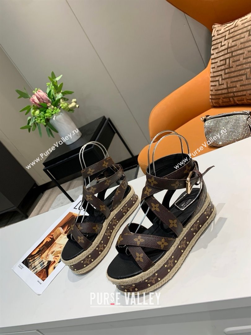 Louis Vuitton Platform Sandals in in Monogram Canvas Brown 2025 (SS-25022003)