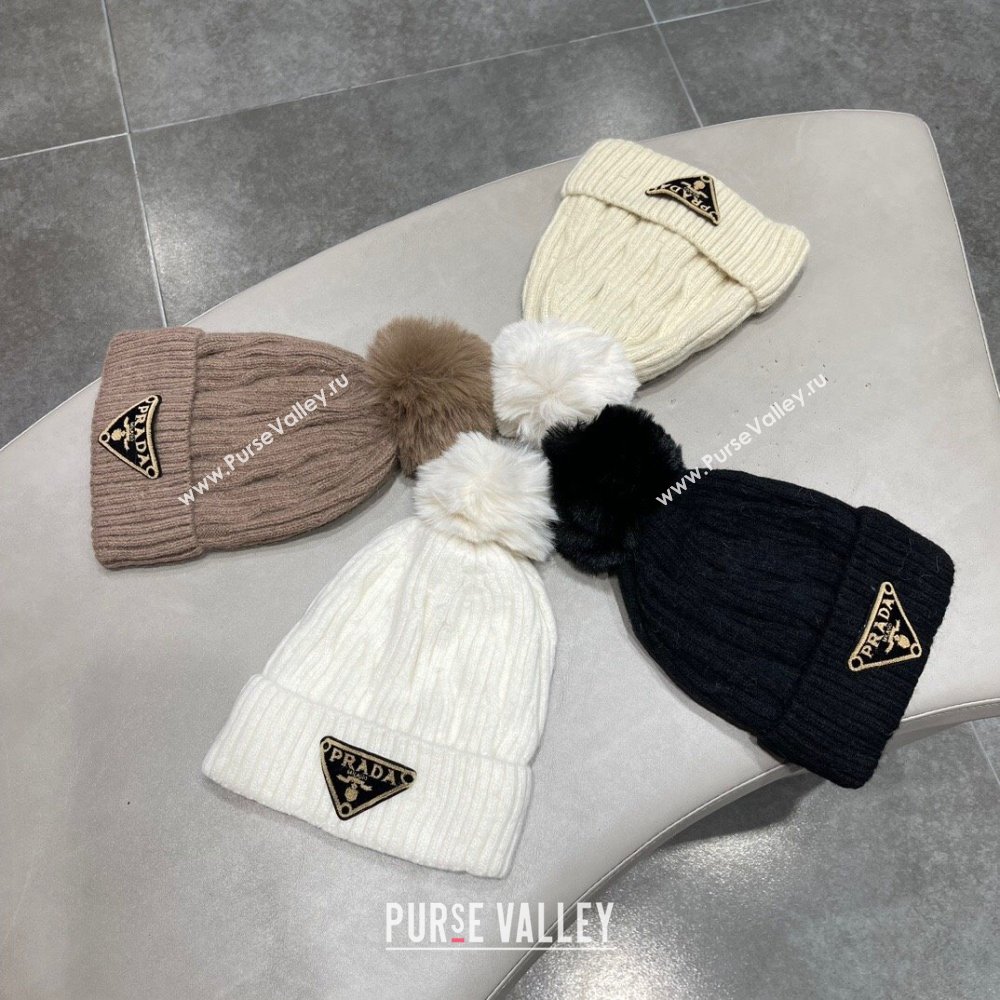 Prada Knit Hat P12801 White 2023 (A-23112801)