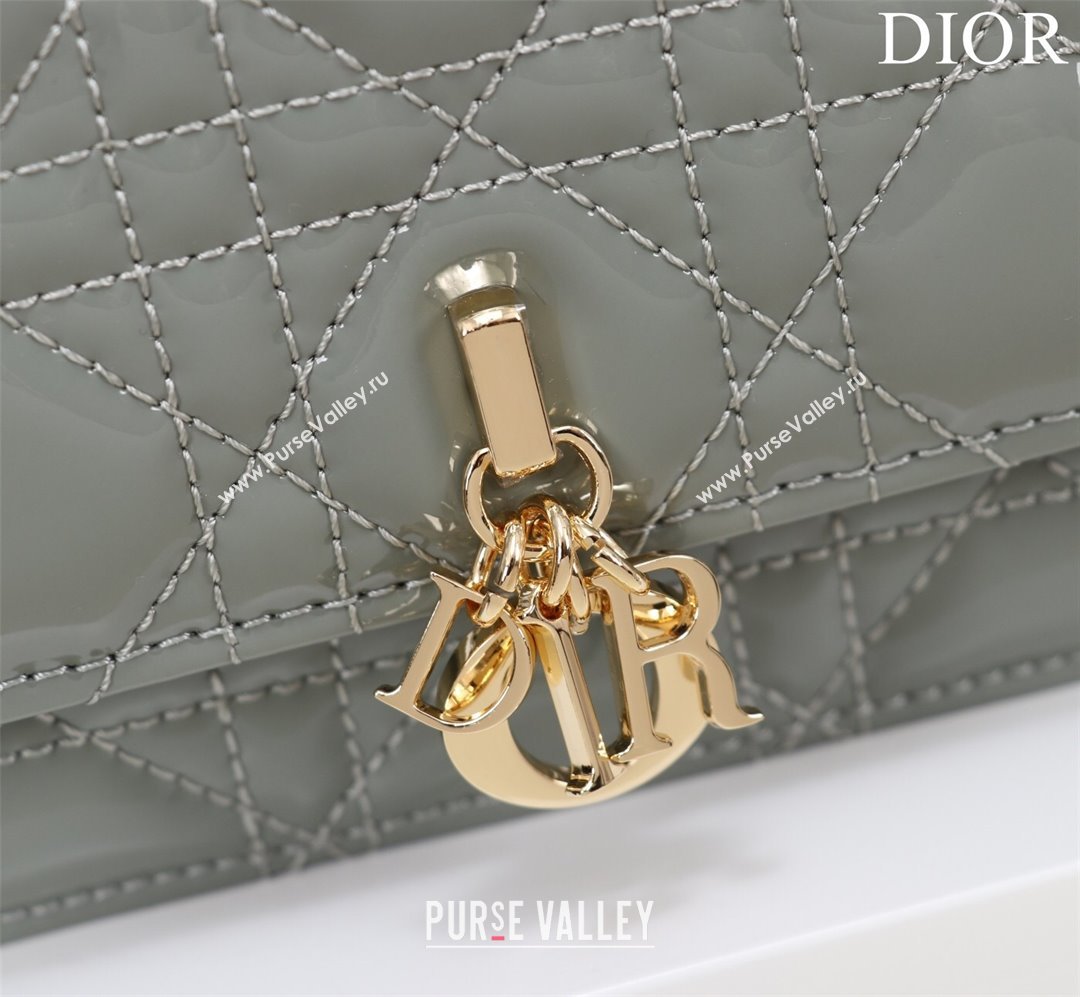 Dior My Dior Mini Bag in Grey Patent Cannage Calfskin 0980 2024 (DMZ-24050716)