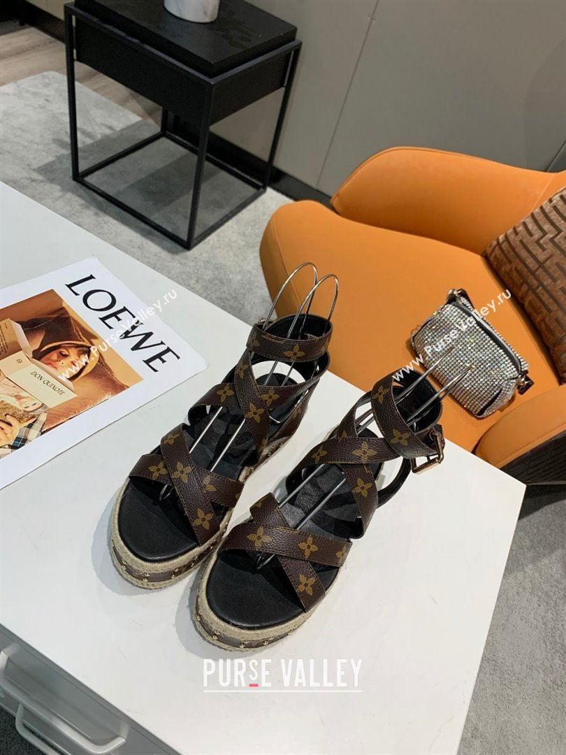 Louis Vuitton Platform Sandals in in Monogram Canvas Brown 2025 (SS-25022003)