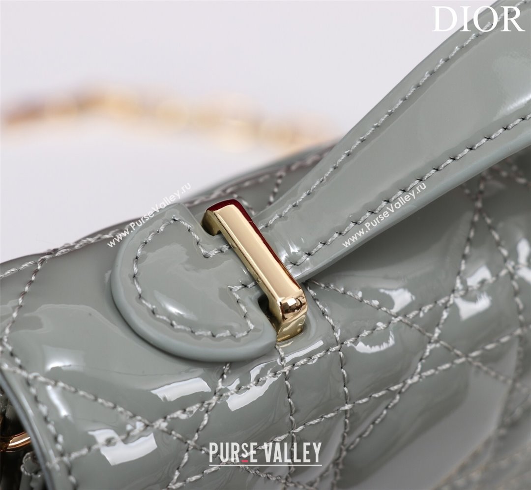 Dior My Dior Mini Bag in Grey Patent Cannage Calfskin 0980 2024 (DMZ-24050716)