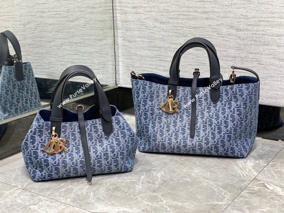 Dior Small Dior Toujours Bag in Blue Denim Dior Oblique Jacquard 2024 (XXG-24070316)