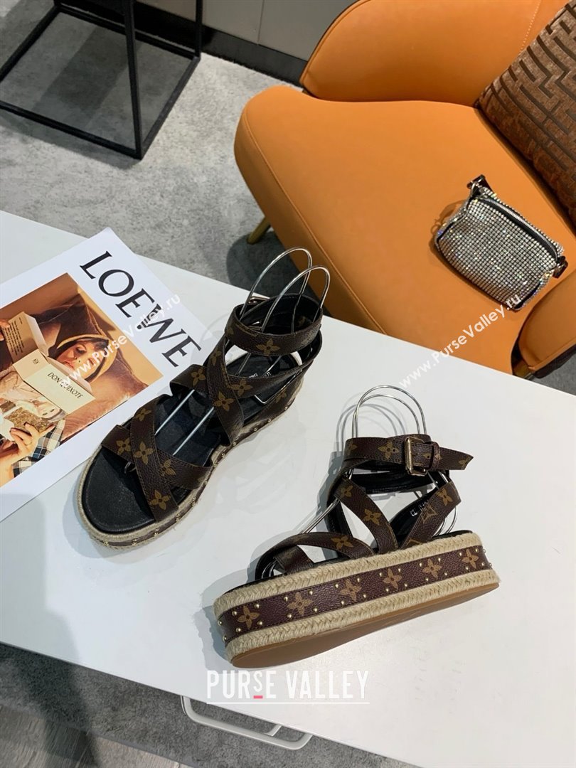 Louis Vuitton Platform Sandals in in Monogram Canvas Brown 2025 (SS-25022003)