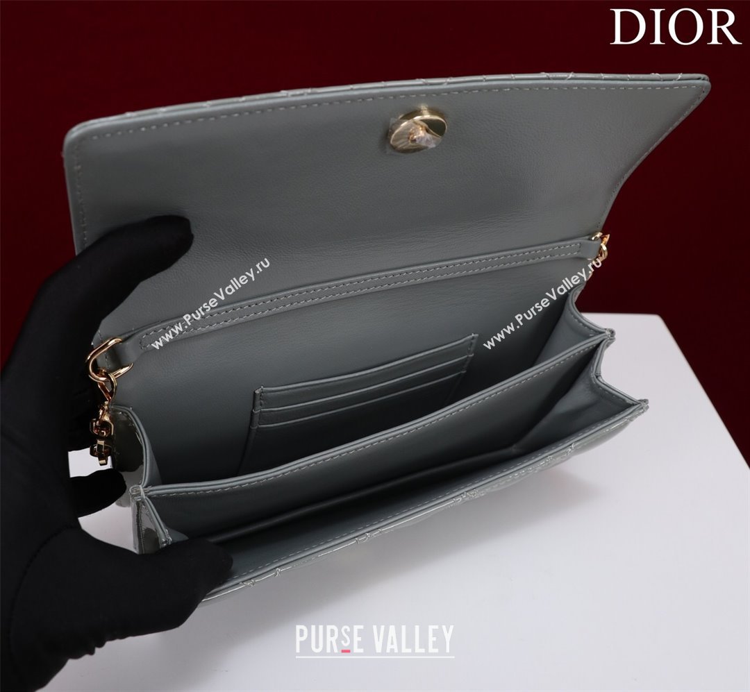 Dior My Dior Mini Bag in Grey Patent Cannage Calfskin 0980 2024 (DMZ-24050716)