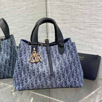 Dior Medium Dior Toujours Bag in Blue Denim Dior Oblique Jacquard 2024 (XXG-24070317)