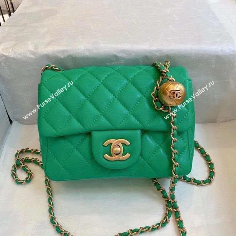 Chanel Lambskin & Gold-Tone Metal Flap Bag AS1786 Green 2020 TOP (SMJD-20112323)