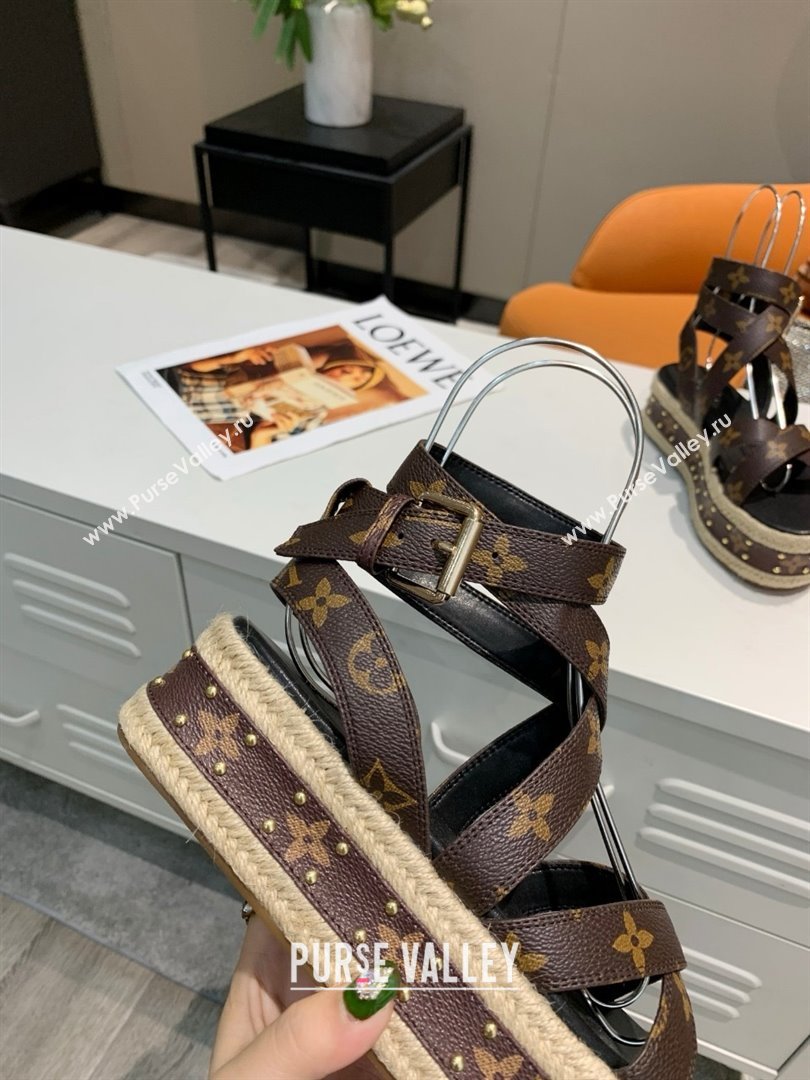 Louis Vuitton Platform Sandals in in Monogram Canvas Brown 2025 (SS-25022003)