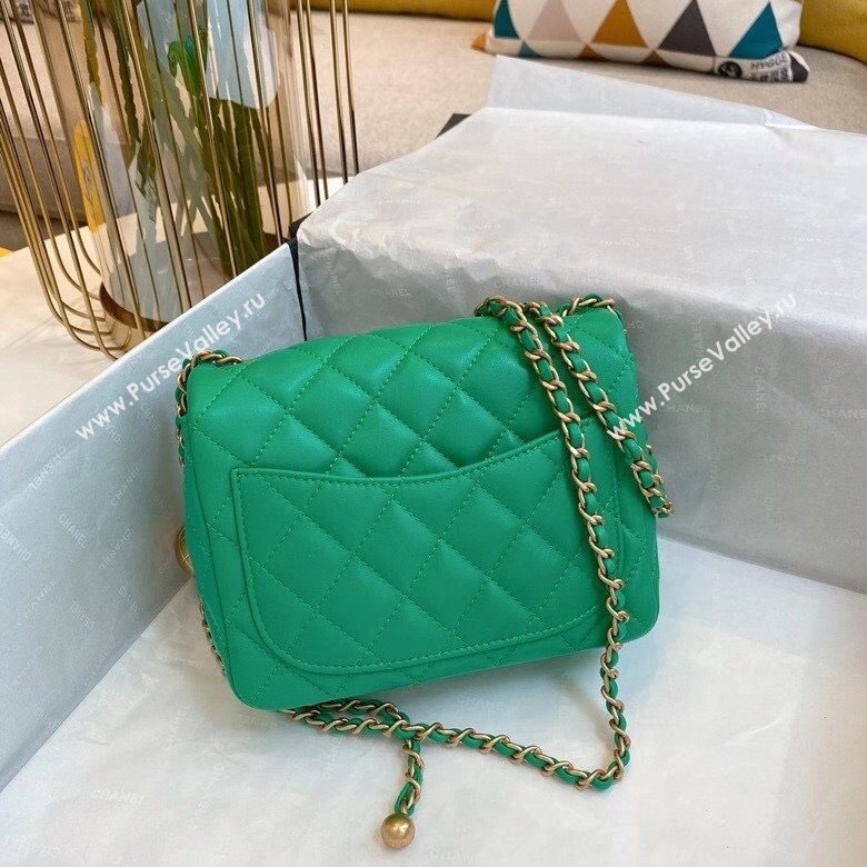 Chanel Lambskin & Gold-Tone Metal Flap Bag AS1786 Green 2020 TOP (SMJD-20112323)