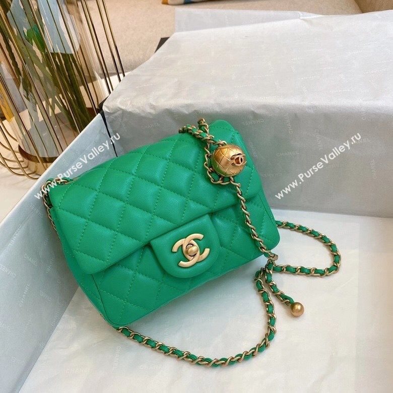 Chanel Lambskin & Gold-Tone Metal Flap Bag AS1786 Green 2020 TOP (SMJD-20112323)