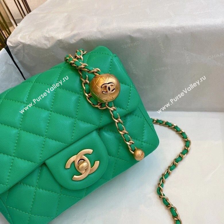 Chanel Lambskin & Gold-Tone Metal Flap Bag AS1786 Green 2020 TOP (SMJD-20112323)