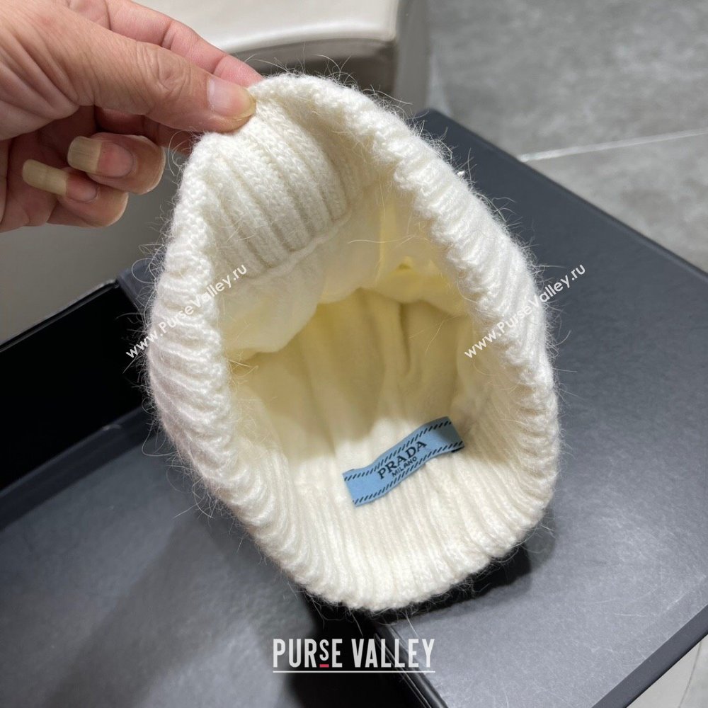 Prada Knit Hat P12801 White 2023 (A-23112801)