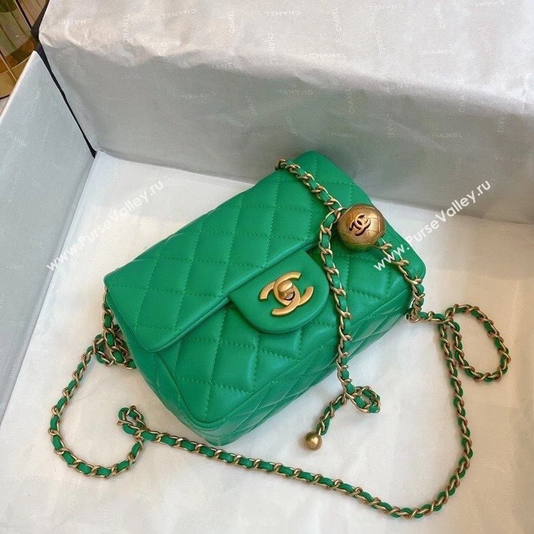 Chanel Lambskin & Gold-Tone Metal Flap Bag AS1786 Green 2020 TOP (SMJD-20112323)