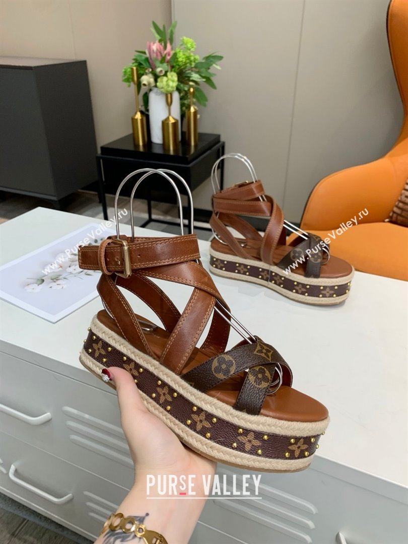 Louis Vuitton Platform Sandals in in Monogram Canvas Leather Brown 2025 (SS-25022014)