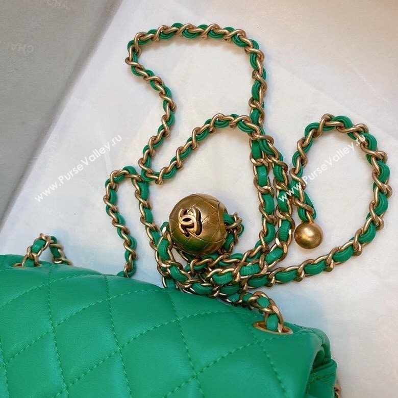 Chanel Lambskin & Gold-Tone Metal Flap Bag AS1786 Green 2020 TOP (SMJD-20112323)