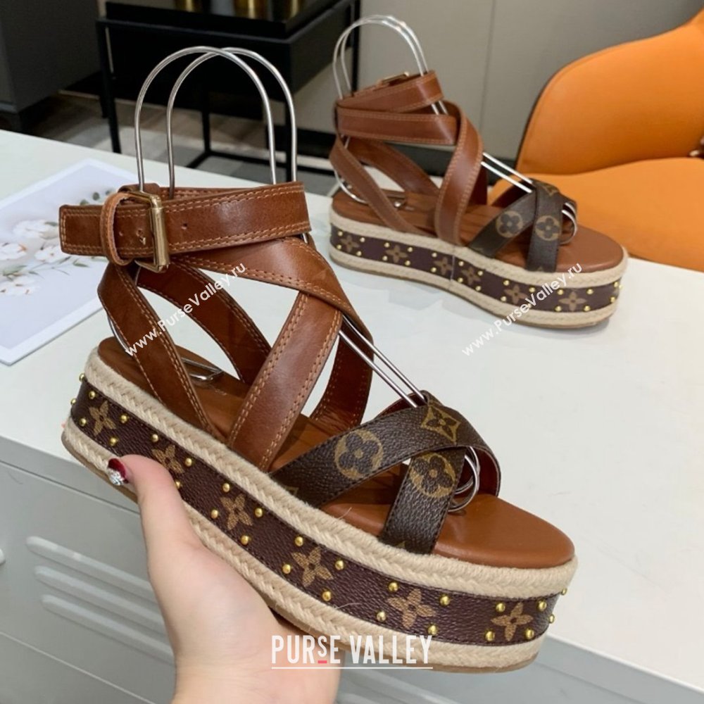 Louis Vuitton Platform Sandals in in Monogram Canvas Leather Brown 2025 (SS-25022014)