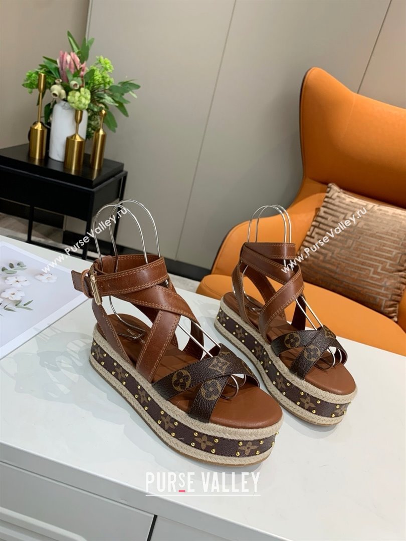 Louis Vuitton Platform Sandals in in Monogram Canvas Leather Brown 2025 (SS-25022014)