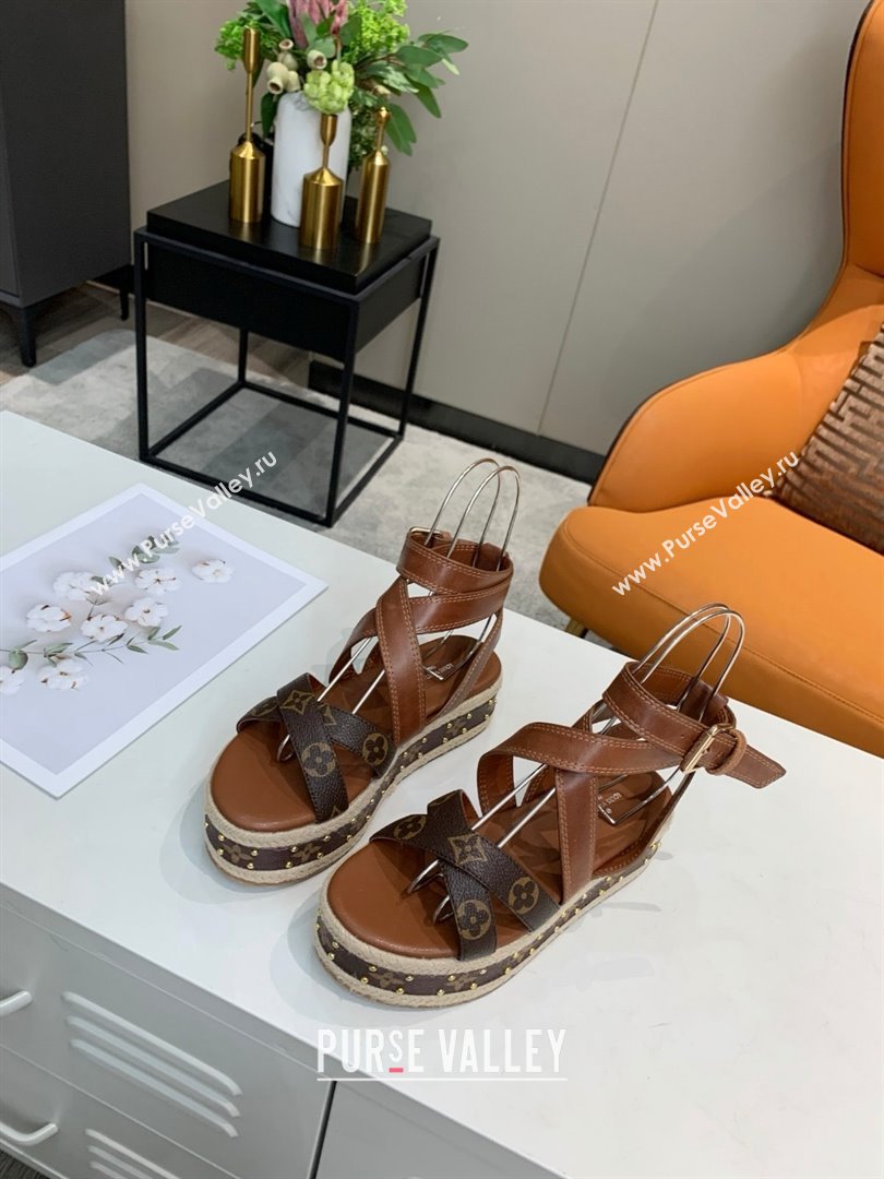 Louis Vuitton Platform Sandals in in Monogram Canvas Leather Brown 2025 (SS-25022014)