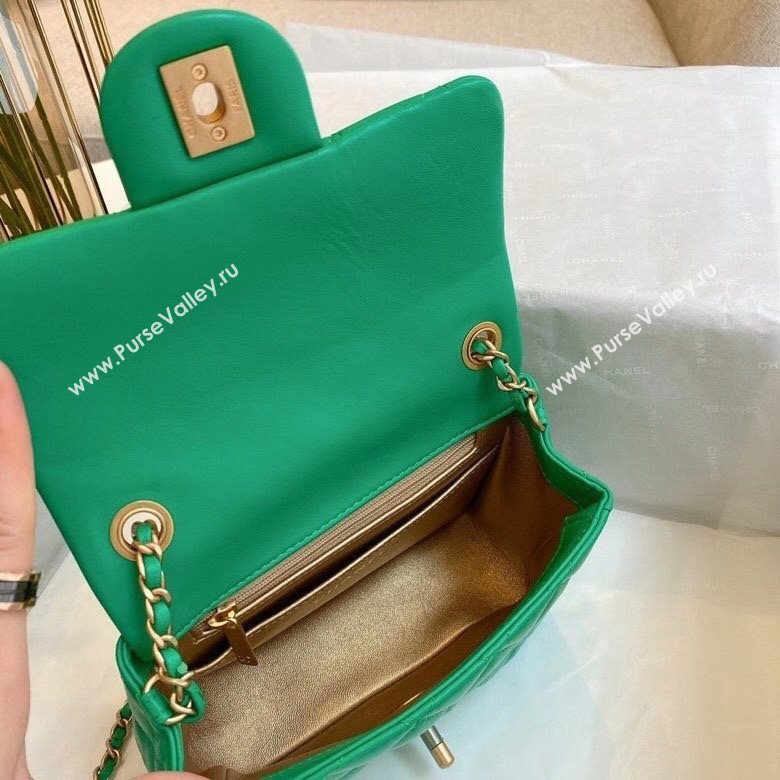 Chanel Lambskin & Gold-Tone Metal Flap Bag AS1786 Green 2020 TOP (SMJD-20112323)