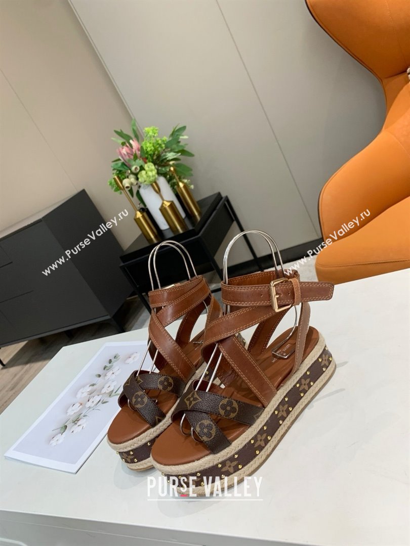 Louis Vuitton Platform Sandals in in Monogram Canvas Leather Brown 2025 (SS-25022014)