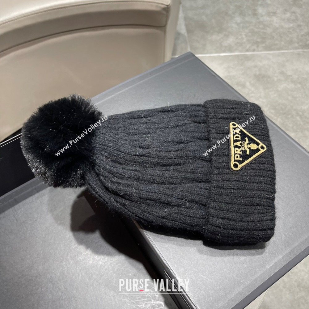 Prada Knit Hat P12802 Black 2023 (A-23112802)