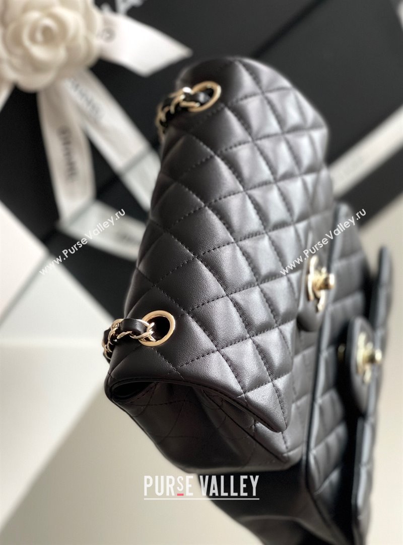 Chanel Quilted Lambskin Mini Classic Flap Bag A01116 Black/Light Gold 2024 Original Quality (MHE-24031408)