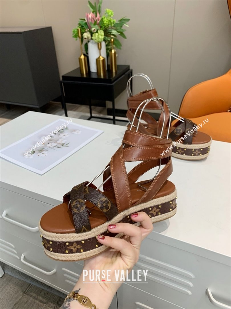Louis Vuitton Platform Sandals in in Monogram Canvas Leather Brown 2025 (SS-25022014)