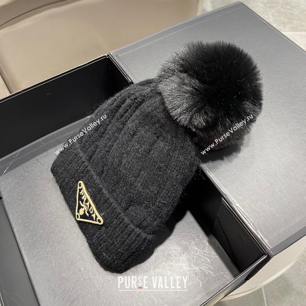 Prada Knit Hat P12802 Black 2023 (A-23112802)