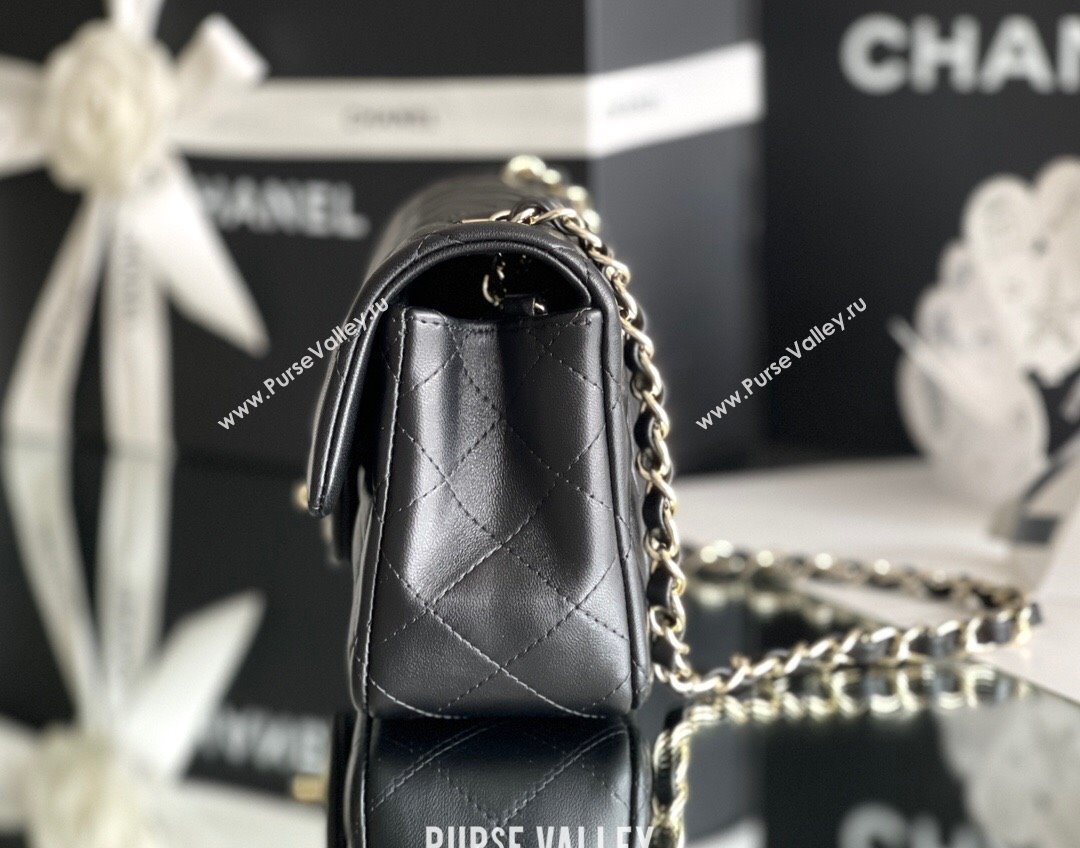 Chanel Quilted Lambskin Mini Classic Flap Bag A01116 Black/Light Gold 2024 Original Quality (MHE-24031408)