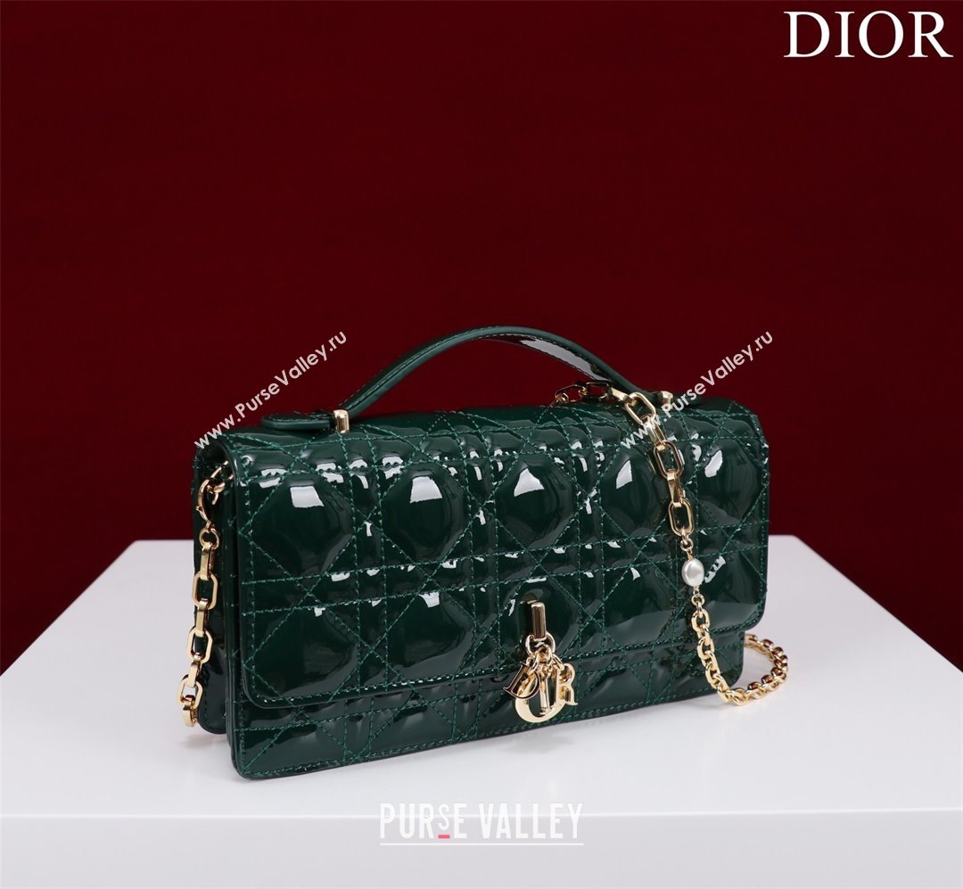 Dior My Dior Mini Bag in Green Patent Cannage Calfskin 0980 2024 (DMZ-24050718)