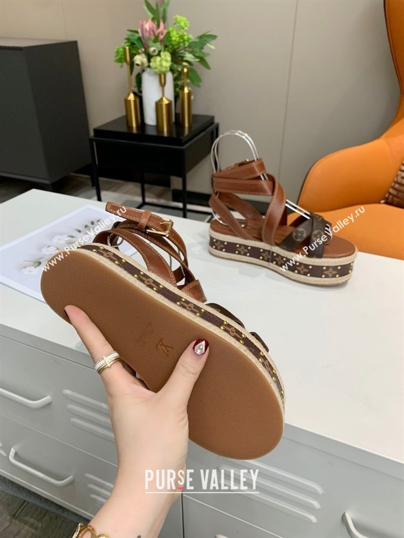 Louis Vuitton Platform Sandals in in Monogram Canvas Leather Brown 2025 (SS-25022014)