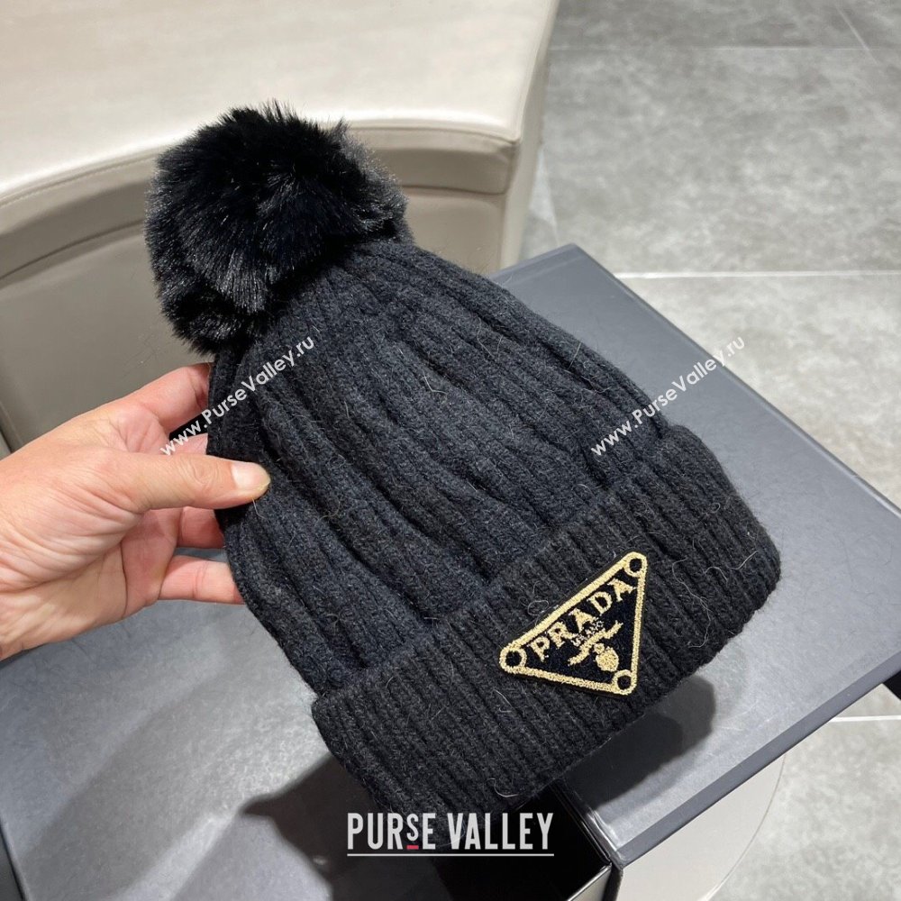 Prada Knit Hat P12802 Black 2023 (A-23112802)