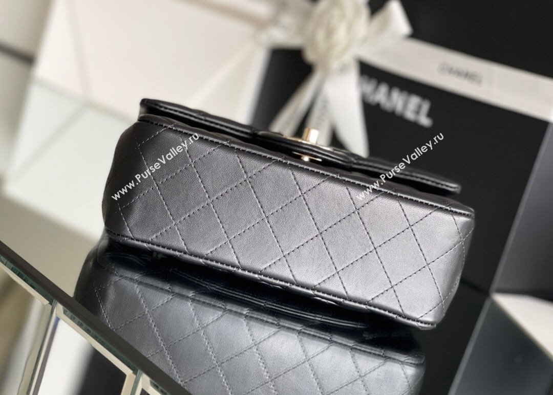 Chanel Quilted Lambskin Mini Classic Flap Bag A01116 Black/Light Gold 2024 Original Quality (MHE-24031408)