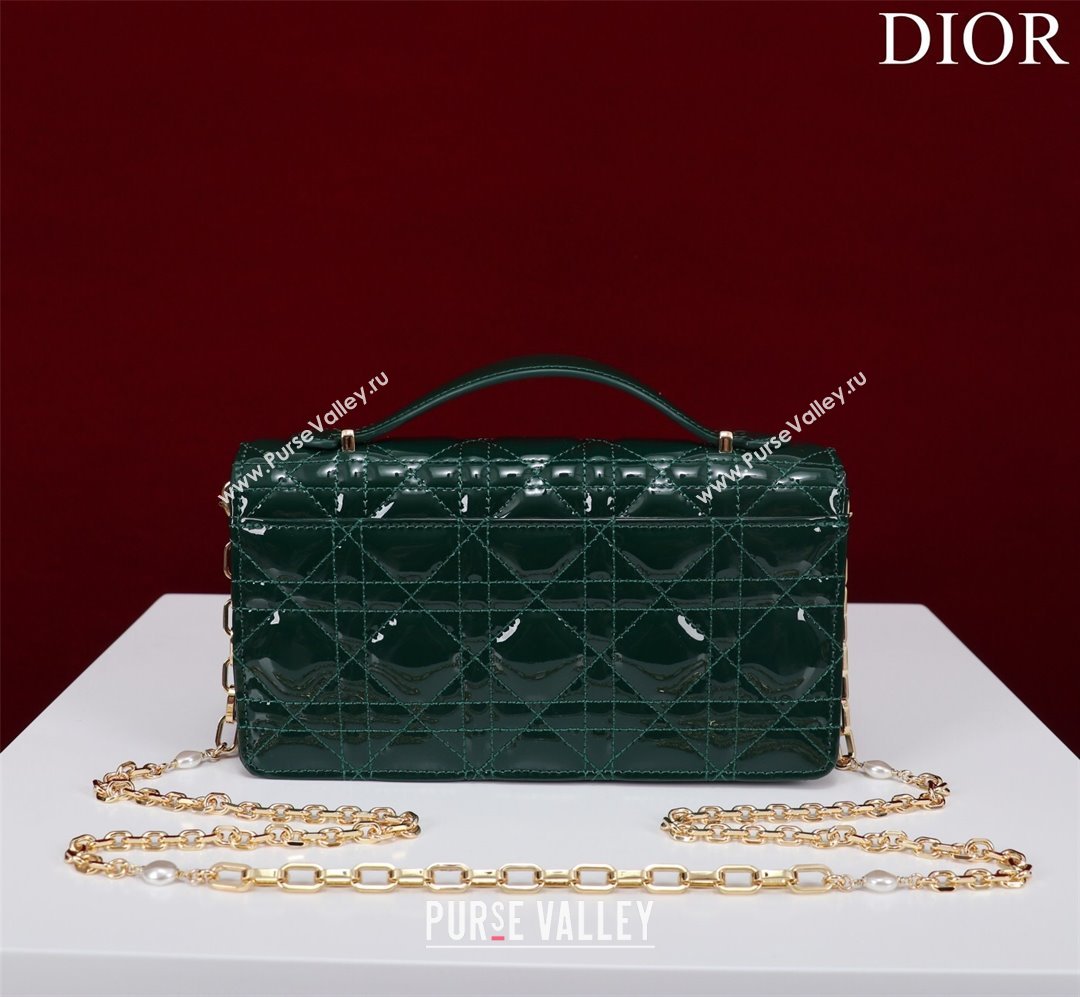 Dior My Dior Mini Bag in Green Patent Cannage Calfskin 0980 2024 (DMZ-24050718)