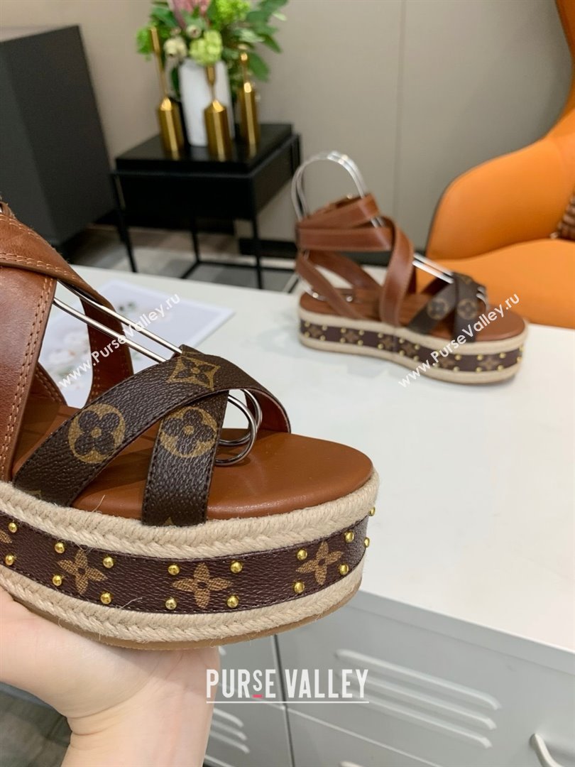 Louis Vuitton Platform Sandals in in Monogram Canvas Leather Brown 2025 (SS-25022014)