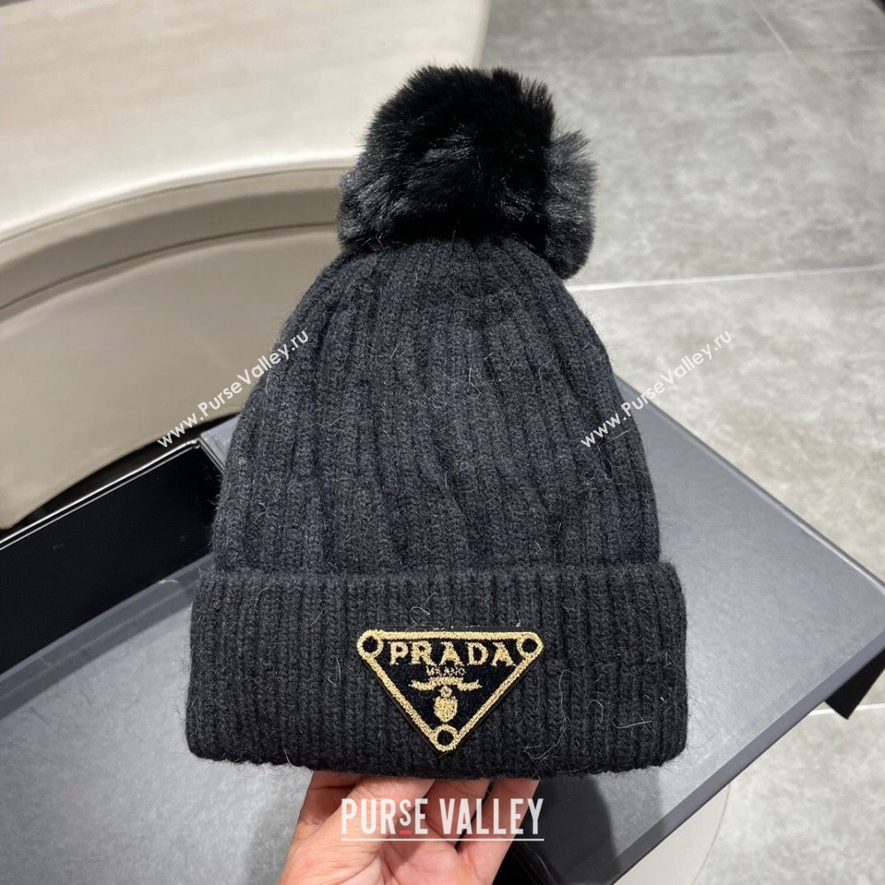 Prada Knit Hat P12802 Black 2023 (A-23112802)