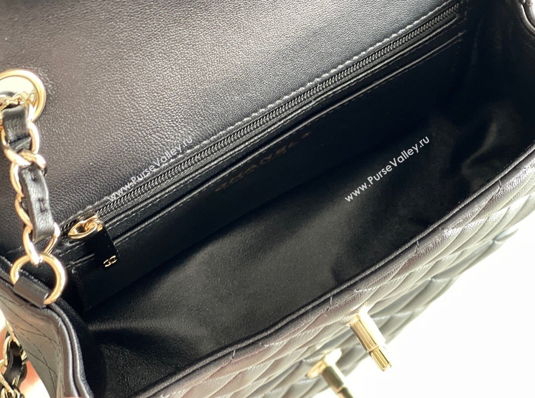 Chanel Quilted Lambskin Mini Classic Flap Bag A01116 Black/Light Gold 2024 Original Quality (MHE-24031408)