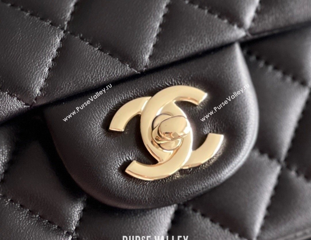 Chanel Quilted Lambskin Mini Classic Flap Bag A01116 Black/Light Gold 2024 Original Quality (MHE-24031408)