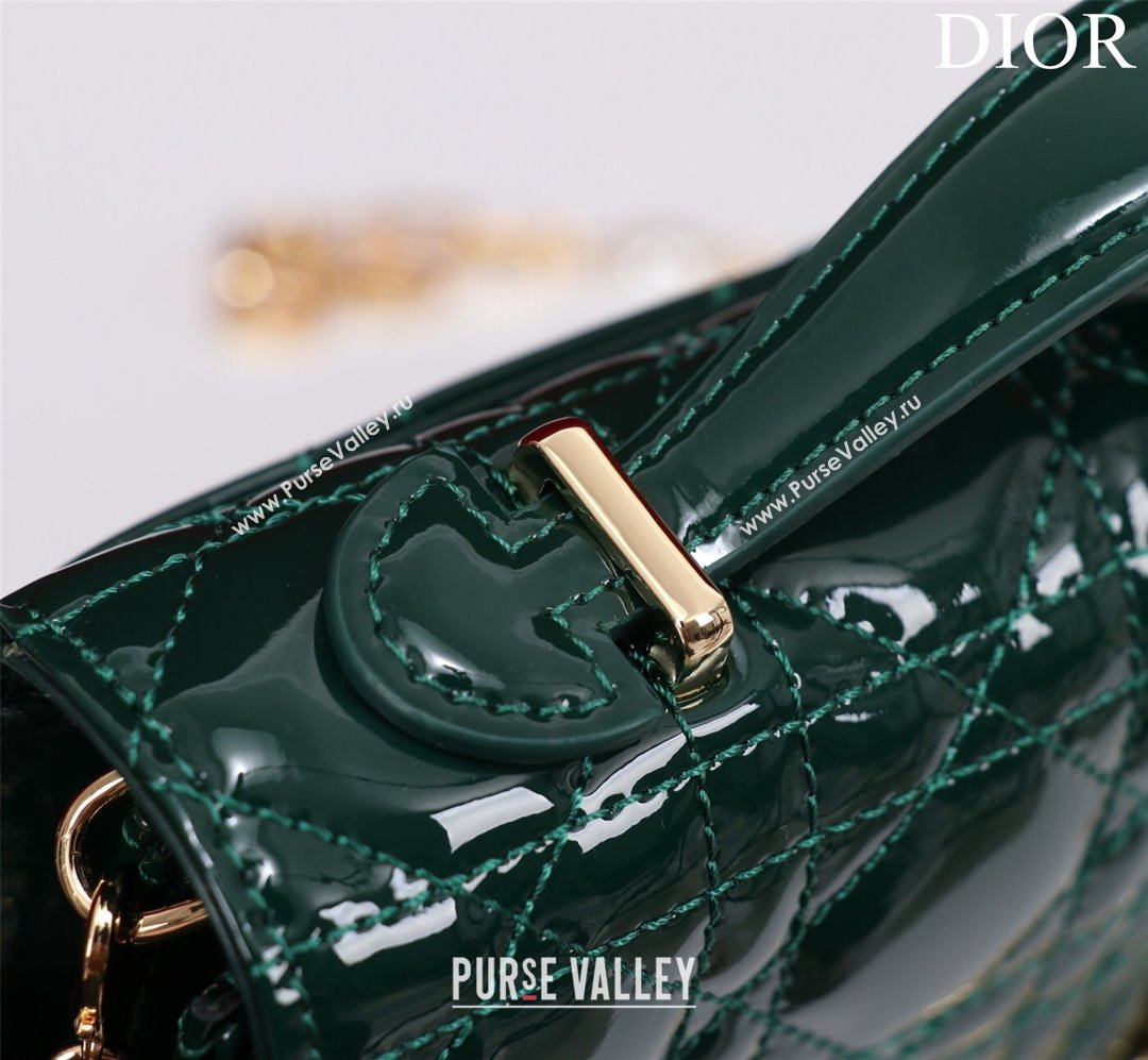 Dior My Dior Mini Bag in Green Patent Cannage Calfskin 0980 2024 (DMZ-24050718)