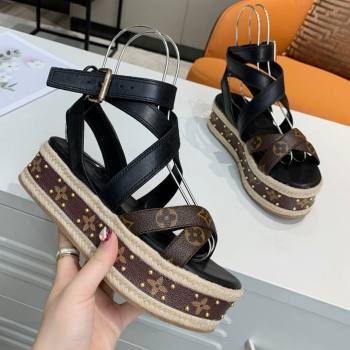 Louis Vuitton Platform Sandals in in Monogram Canvas Leather Black 2025 (SS-25022015)