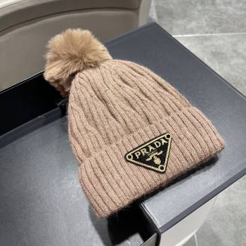 Prada Knit Hat P12803 Light Brown 2023 (A-23112803)