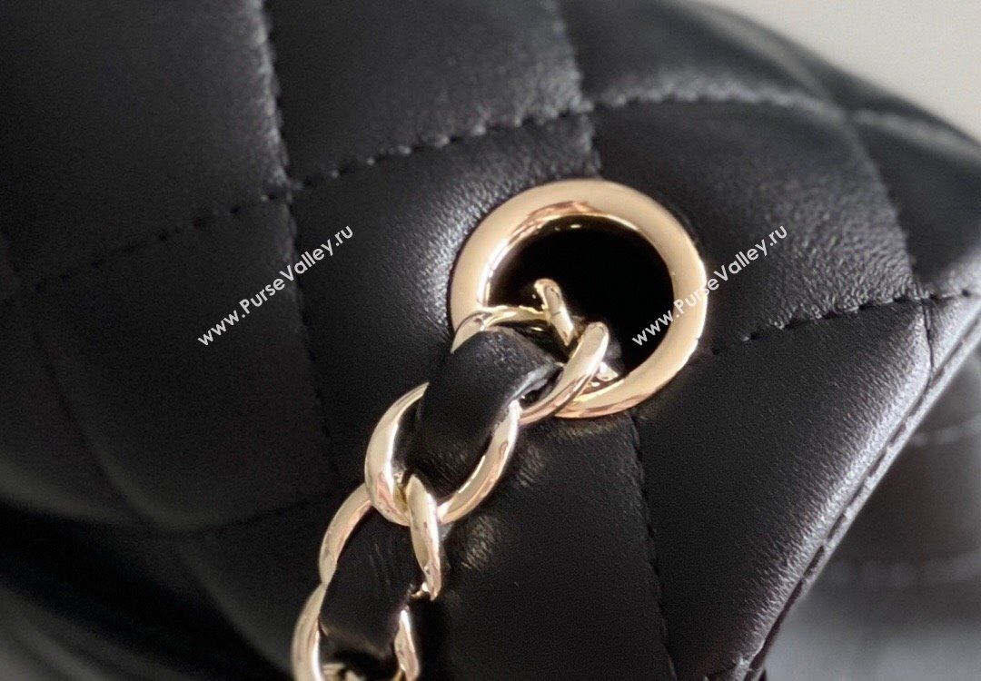 Chanel Quilted Lambskin Mini Classic Flap Bag A01116 Black/Light Gold 2024 Original Quality (MHE-24031408)