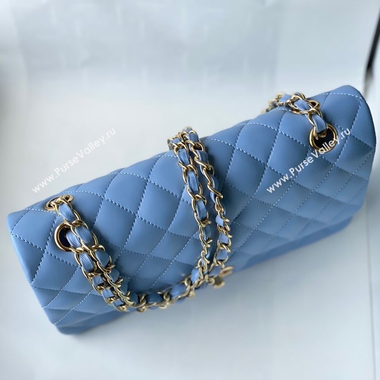 Chanel Quilted Lambskin Classic Medium Flap Bag A01112 Blue/Gold 2021 (SM-210930059)